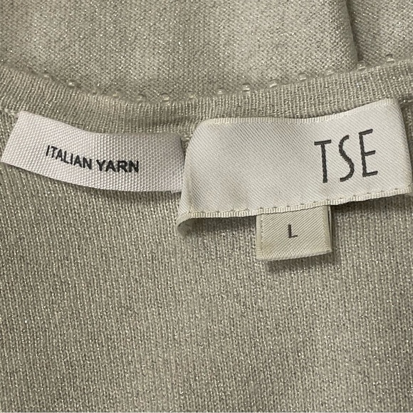 TSE Cashmere Lurex V-Neck Top in Platinum - Picture 8 of 11